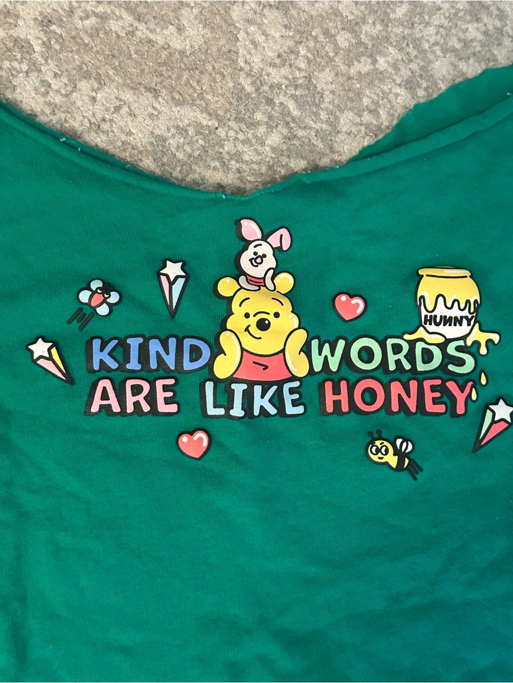Winnie the Pooh Green Long Sleeve Graphic Tee - Kind Words Are Like Honey